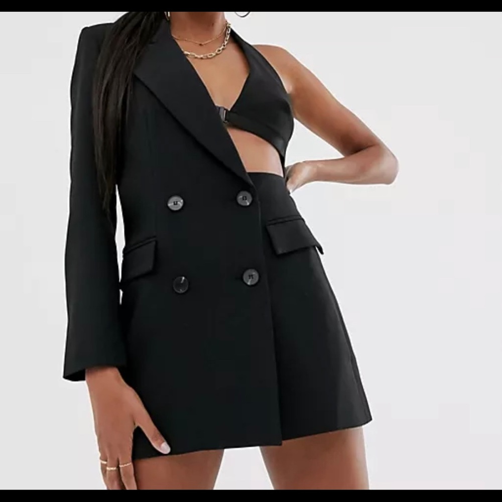 Asymmetric black blazer dress